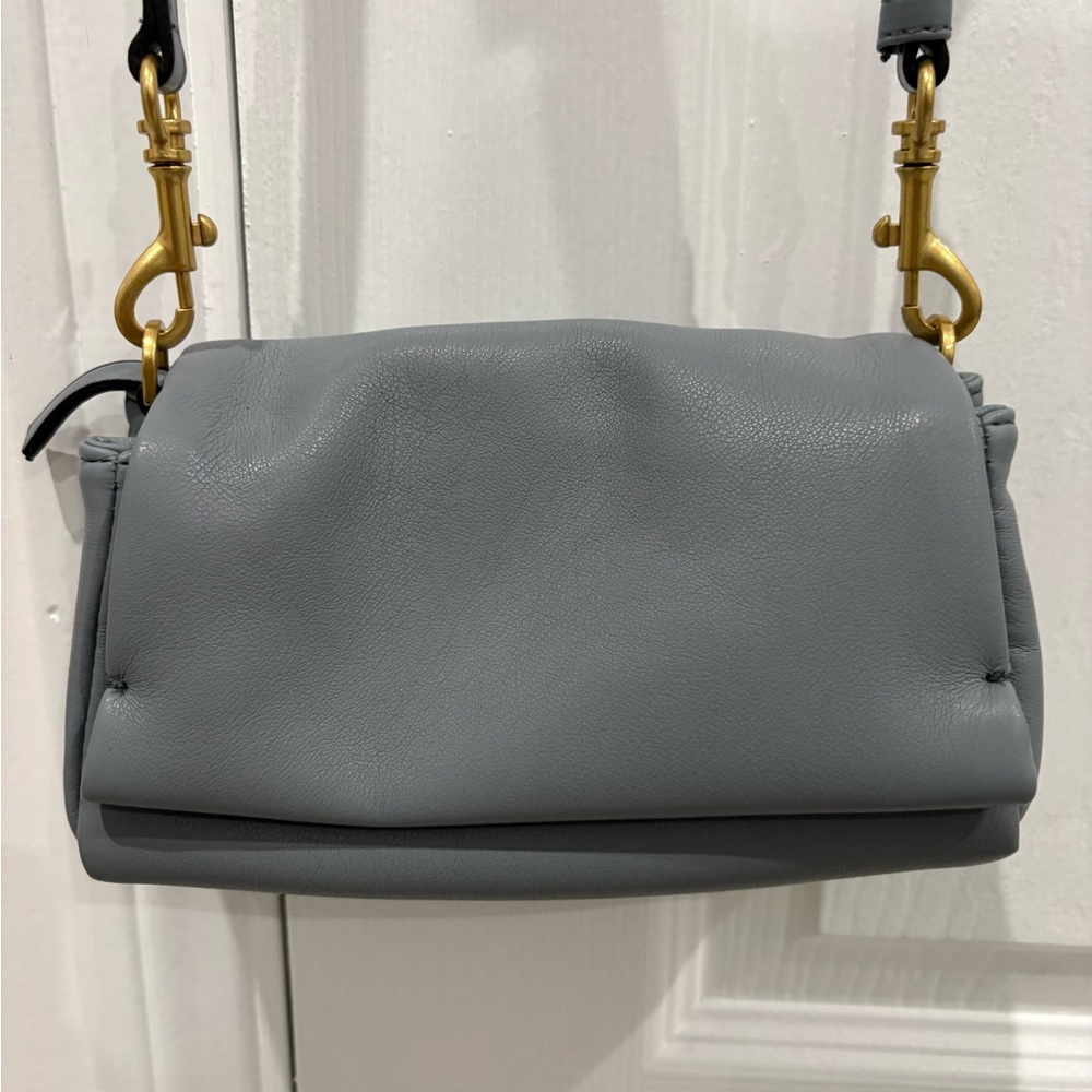 Chic Gray Leather Shoulder Bag